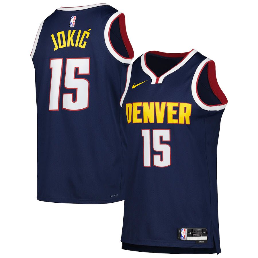 Men Denver Nuggets #15 Nikola Jokic Nike Navy Icon Edition 2022-23 Swingman NBA Jersey->youth nba jersey->Youth Jersey